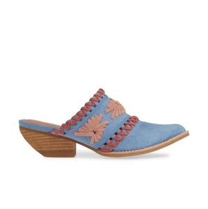 Jeffrey Campbell Blue Leather Billy Mule Size 7.5